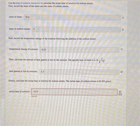 Solved Use The Heat Of Solution Interactive To Calculate The Chegg