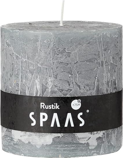 Spaas Rustic Unscented Pillar Candle Mm Hours Grey Amazon Co