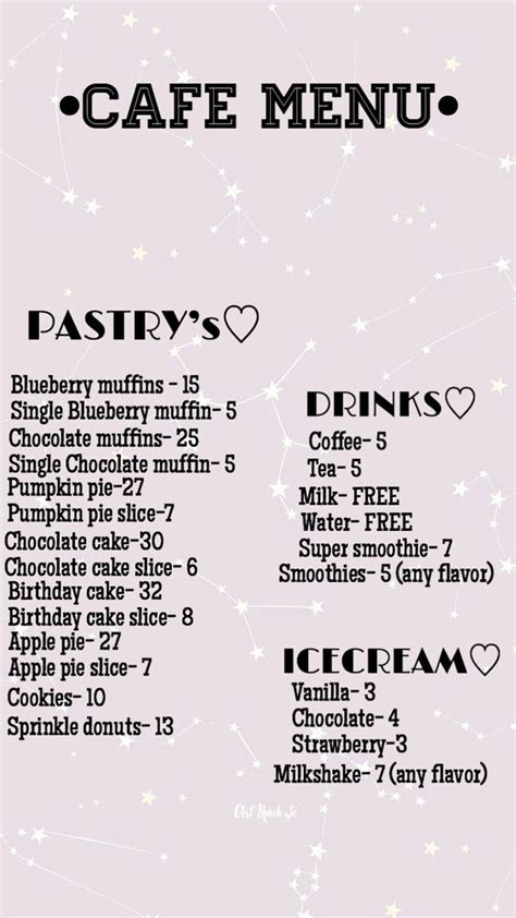 Bloxburg Starbucks Menu ID