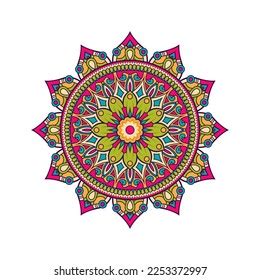 Vector Hand Drawn Colorful Mandala Decorative Stock Vector Royalty