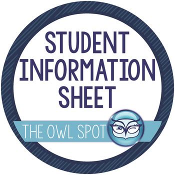 Student Information Sheet By The Owl Spot Teachers Pay Teachers