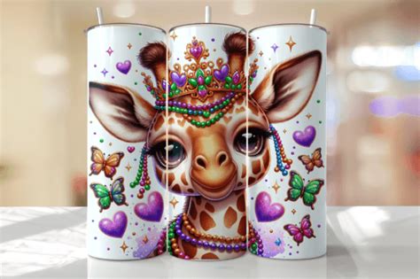 Cute Giraffe Mardi Gras Tumbler Wrap Graphic By Thedigitalstore