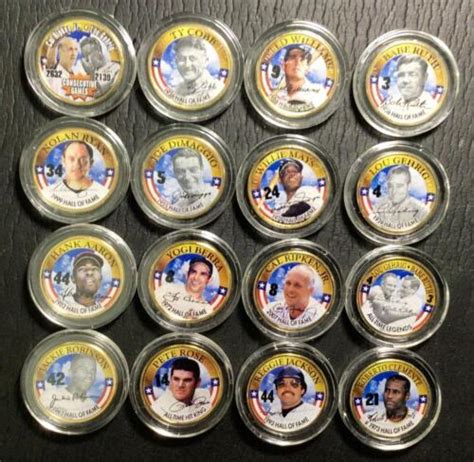 16 Commemorative 24 KT Gold Plated Quarters Hall Of Fame Baseball Set