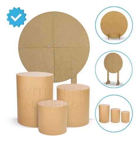 Kit Painel Redondo 90x150 E Trio Cilindro Liso Slim Mdf Cru à venda em