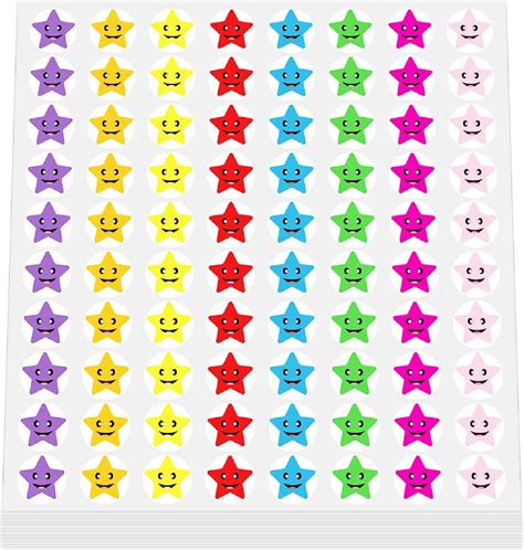 Pack Of Smiley Star Stickers Inch Assorted Bright Neon