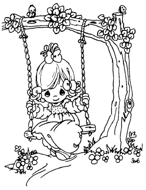 Coloriage A Imprimer Moments Precieux Fille Sur Balancoire Gratuit Et