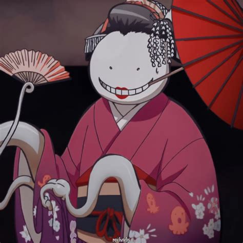 An Animated Image Of A Geisha Woman In Kimonos And Holding Two Parasols