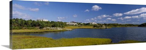 Panoramic View Of Water And Grass Field Ocean Drive Newport Rhode