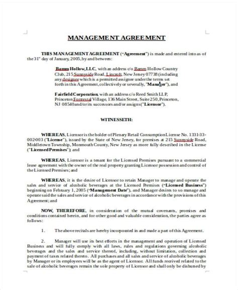 Management Agreement Templates Word Pdf Apple Pages Google Docs