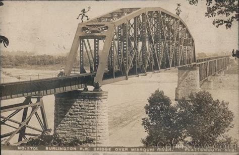 Burlington Railroad Bridge Over Missouri River Plattsmouth, NE Postcard