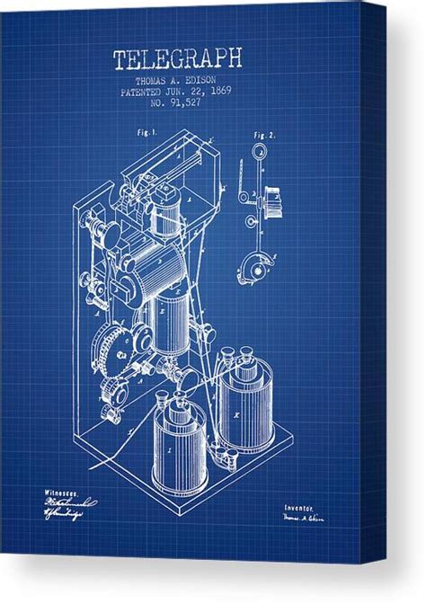 Edison Telegraph Patent Print 1869 Vintage Telegraph Patent Poster