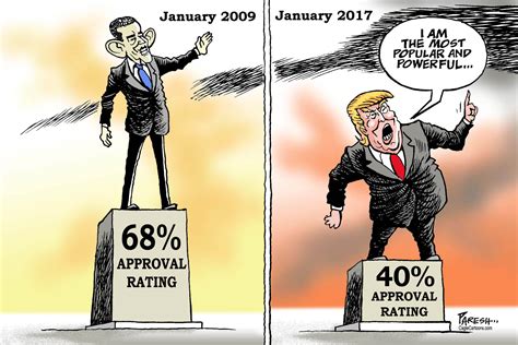 Political Cartoon U.S. President Trump Obama approval rating | The Week