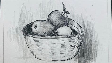 Fruits Still Life Drawings In Pencil