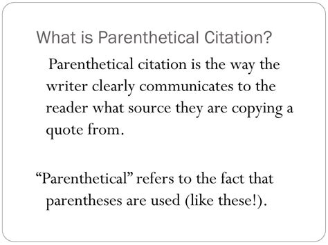 Ppt Parenthetical Citation Powerpoint Presentation Free Download