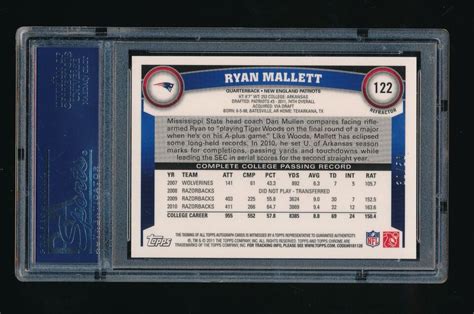 Psa Ryan Mallett Topps Chrome Crystal Atomic Rc Auto Refractor