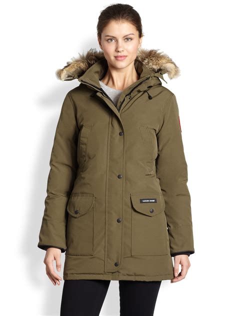 Canada Goose Fur-Trimmed Down-Filled Trillium Parka in Green (MILITARY