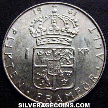 Ts Gustav Vi Swedish Billon Krona Silver Age Coins