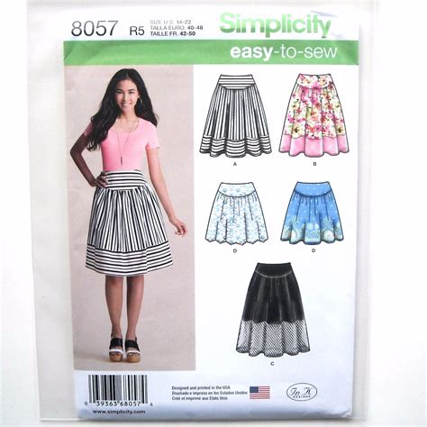 Misses Womens Skirts 14 22 Simplicity Easy Sewing Pattern 8057