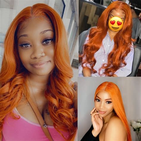 Orange Ginger Color 13×6 Lace Front Wigs Pre Plucked Brazilian Wavy