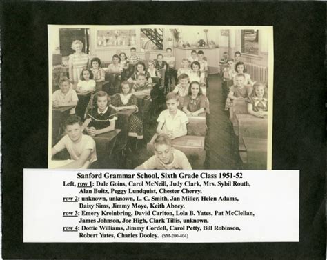 Sybil Rouths Sixth Grade Class At Sanford Grammar School 1951 1952