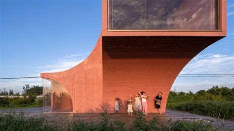 Atelier Xi Designs Peach Coloured Concrete Pavilion In Rural China