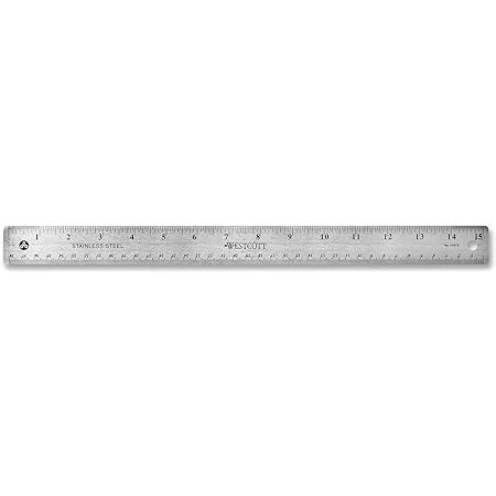 Westcott 10416 15 Stainless Steel Office Ruler With Non Slip Cork Base