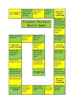 Present Perfect Board Game By The ESL Educator TpT