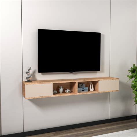 Colin Floating TV Stand with Shelves and Cabinets