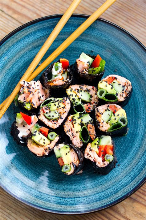 Paleo Sushi Rolls With Nori, Salmon & Avocado (Whole30, Keto-Friendly)