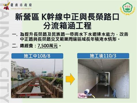 臺南市新營區公所 新營區 K幹線中正與長榮路口分流箱涵工程