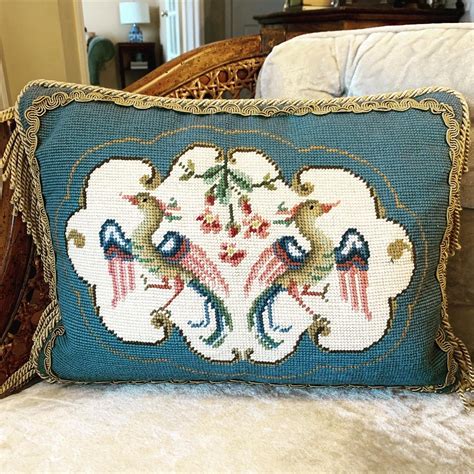 Vintage Needlepoint Pillow Designer Throw Pillow By Mulherinlane On Etsy