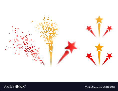 Erosion Pixel Fireworks Glyph With Halftone Vector Image