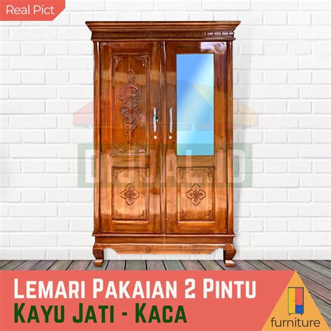 Lemari Pakaian Jati 2 Pintu Lemari Kayu Jati Lemari Pakaian