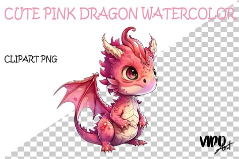 Cute Pink Dragon Graphic By Vido Art Creative Fabrica