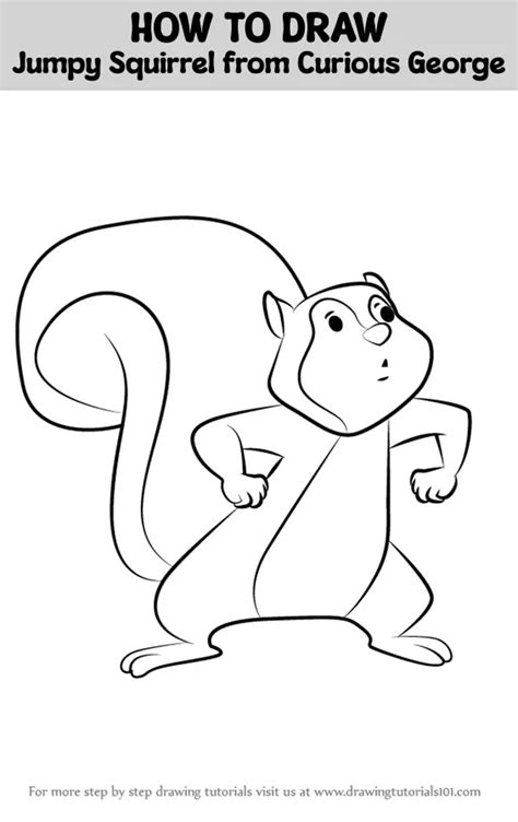 How To Draw Jumpy Squirrel From Curious George Curious George Step By