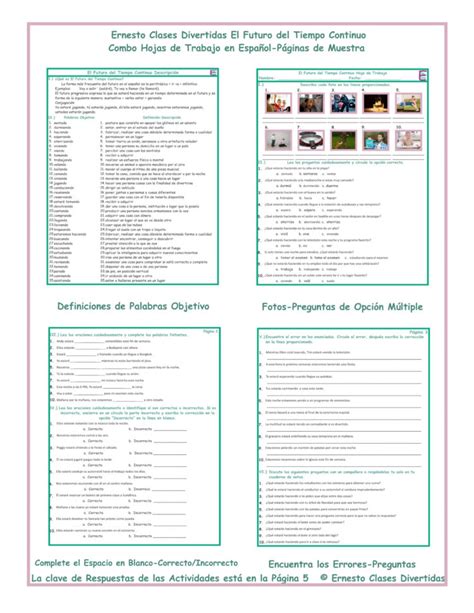 Future Continuous Tense Combo Activities Spanish Worksheets Db Excel