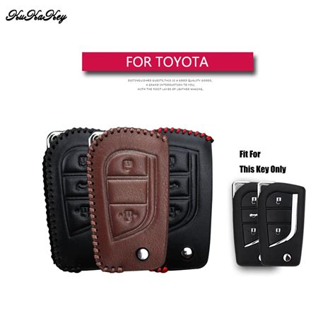 Genuine Leather Flip Folding Car Key Case Cover For Toyota Yaris Camry