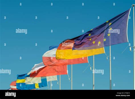 International Flags In The Wind Stock Photo Alamy