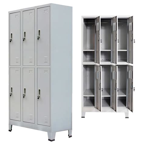 VidaXL Locker Cabinet With 6 Compartments Steel 35 4 X17 7 X70 9 Gray