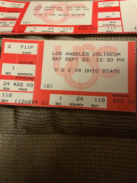 1989 USC Vs Ohio State College Football Ticket Stub And Ticket | #17289432