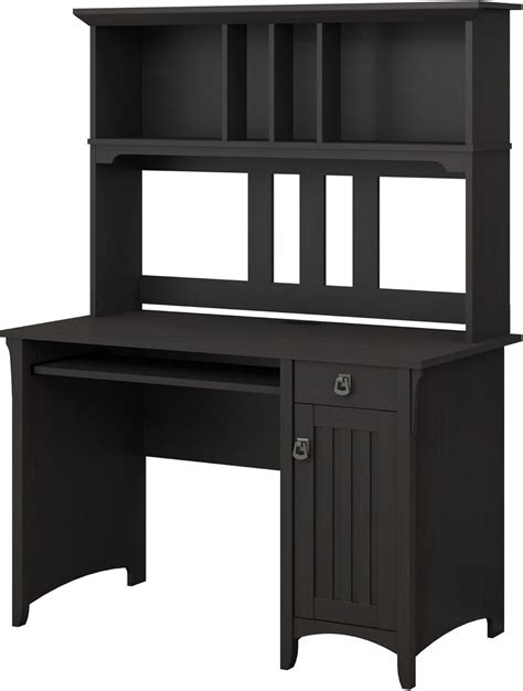 Black Desk With Hutch / Black Oak Executive Storage Desk With Hutch On ...