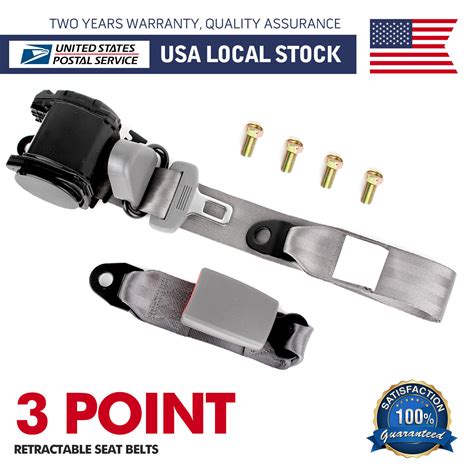 Gray Universal Point Retractable Seat Belts Fit For Jeep Cj Yj