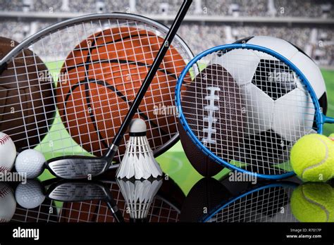 Group of sports equipment Stock Photo - Alamy