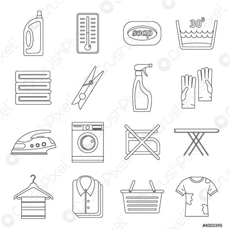 Laundry Icons Set Outline Style Stock Vector 4003395 Crushpixel