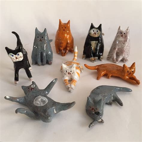 Mini Cats By Ceramic Snippets Each Ceramicsnippets Etsy