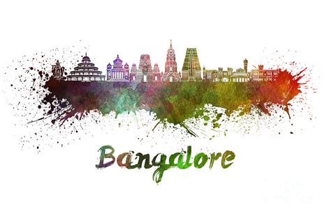 Bangalore Skyline In Watercolor Painting By Pablo Romero