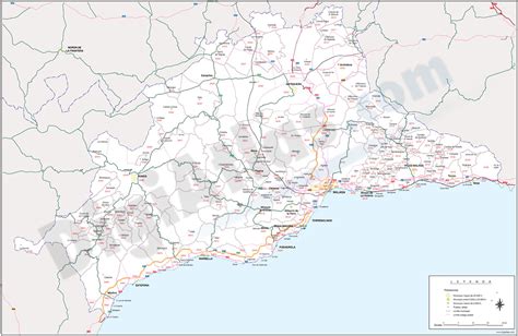 DigiAtlas.com | Map of malaga province with municipalities, postal ...