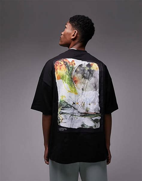 Topman Extreem Oversized T Shirt Met Geborduurde Frozen Flowers Patchprint Op De Voor En