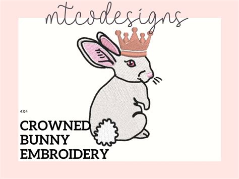 Bunny In Crown Embroidery Design Instant Download Easter Etsy