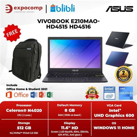 Jual Asus Vivobook E Mao Hd Hd Intel Celeron N Gb Gb